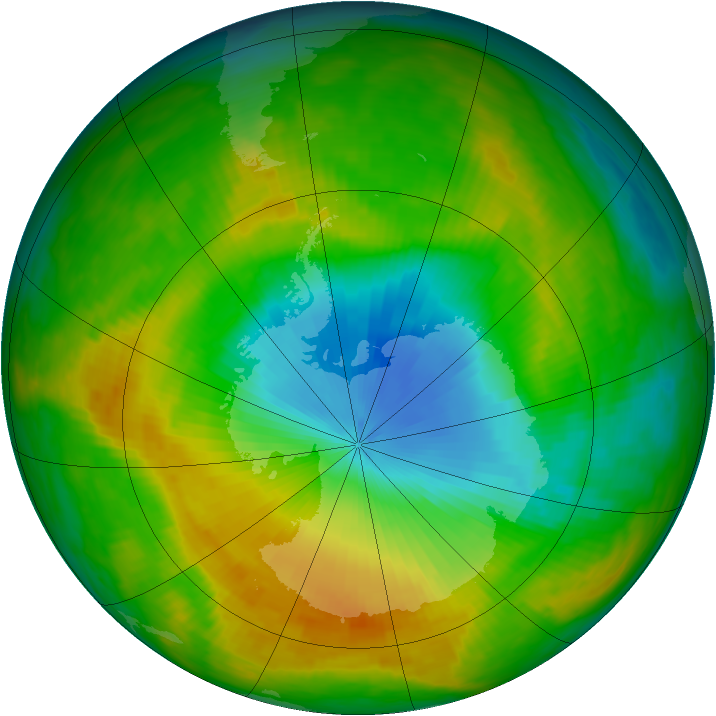 Antarctic ozone map for 15 November 1984